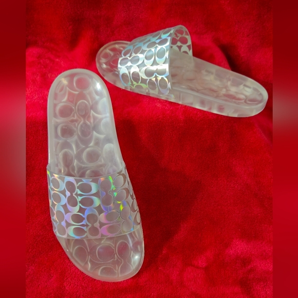 Coach Ugo Signature Clear/Iridescent Rubber Slides -Size 7 - Picture 3 of 7